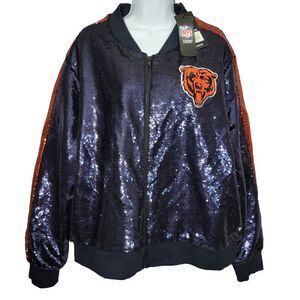 Chicago Bears Sequin Ombre Jacket Women Size 2XL The Wild Collective NFL XXL NEW
